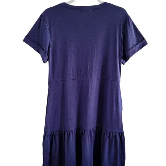 NWT Blue Berryou Short Sleeve Pocket Ruffle Swing Casual Shift Dress Size Small - Picture 6 of 16